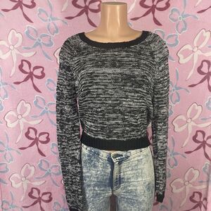 So Black And Gray Cropped Grunge Sweater Size Large